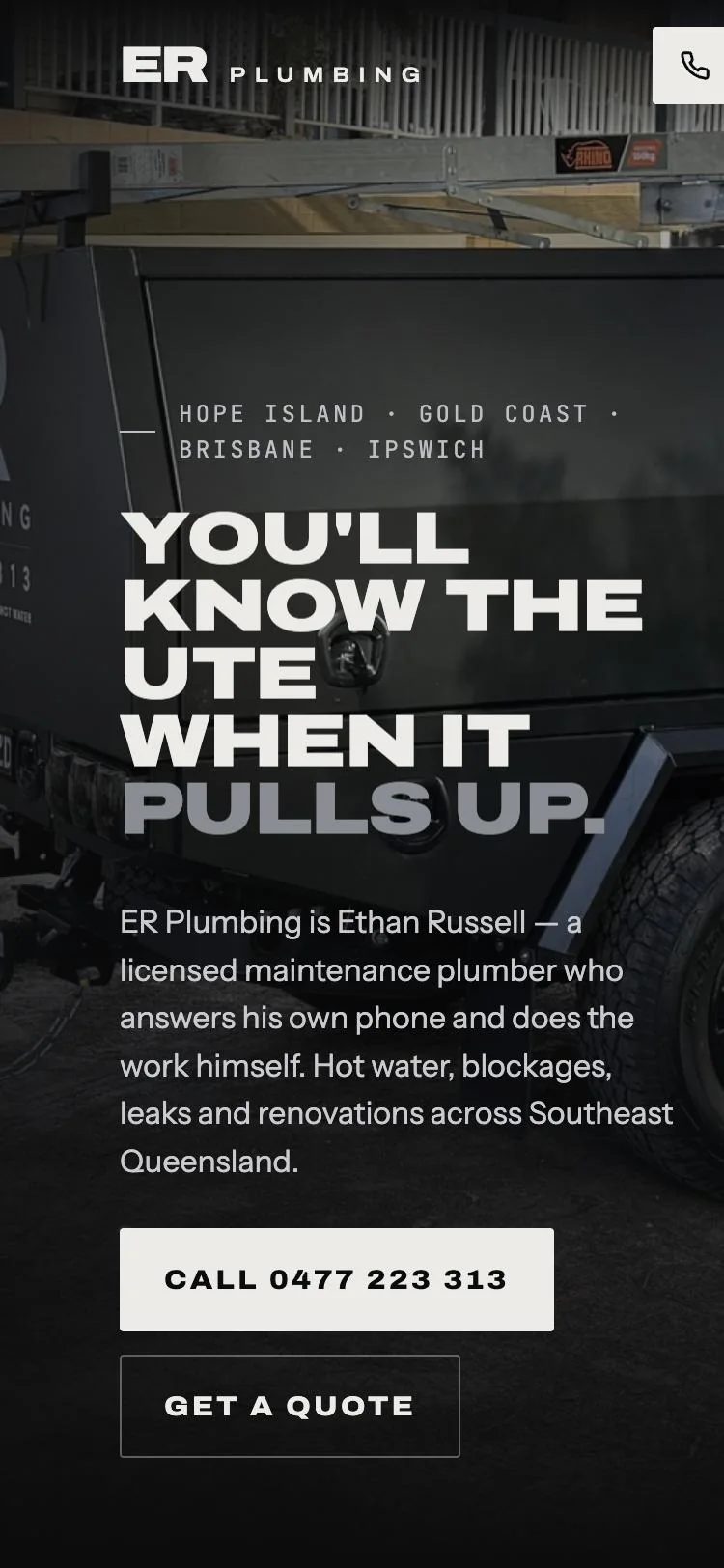 ER Plumbing on a phone