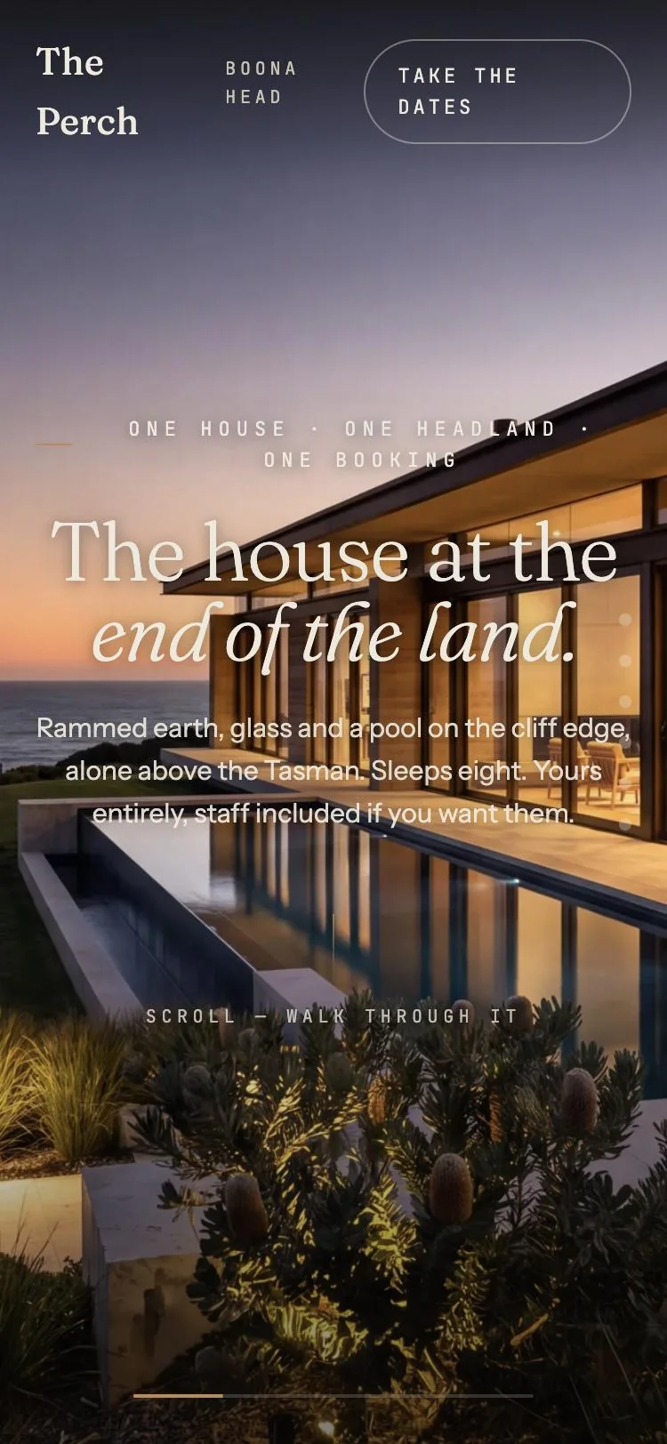 The Perch — concept site on a phone